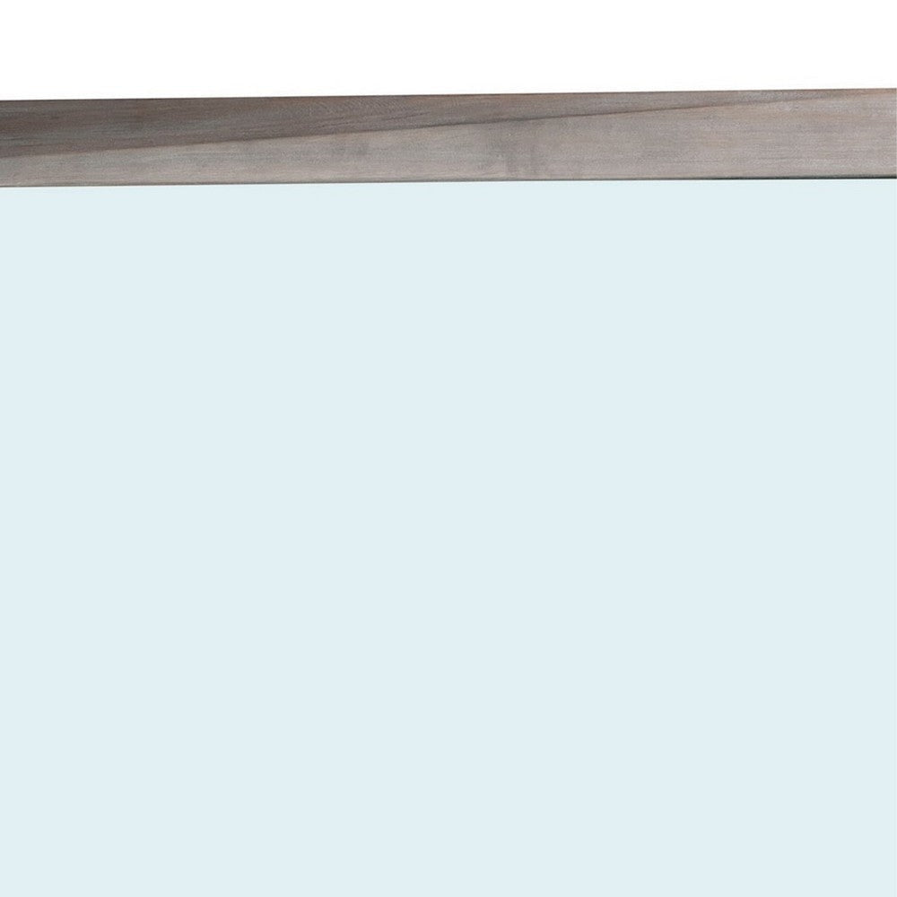 41 Inch Rectangular Wooden Frame Mirror Brown BM231883