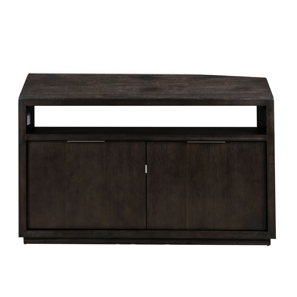 54 Inches Grained 2 Door Media Console with Adjustable Shelf Brown BM231902