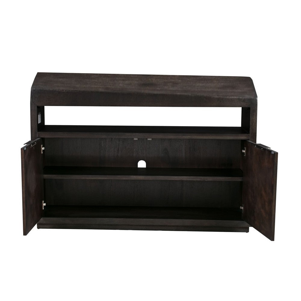 54 Inches Grained 2 Door Media Console with Adjustable Shelf Brown BM231902