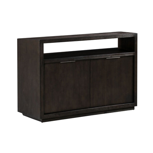 54 Inches Grained 2 Door Media Console with Adjustable Shelf, Brown