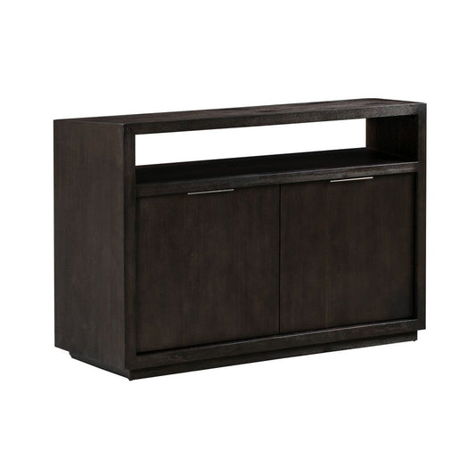 54 Inches Grained 2 Door Media Console with Adjustable Shelf, Brown