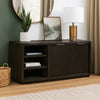 64 Inches Grained 2 Door Media Console with Adjustable Shelf, Brown
