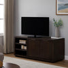 64 Inches Grained 2 Door Media Console with Adjustable Shelf, Brown