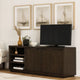 64 Inches Grained 2 Door Media Console with Adjustable Shelf, Brown