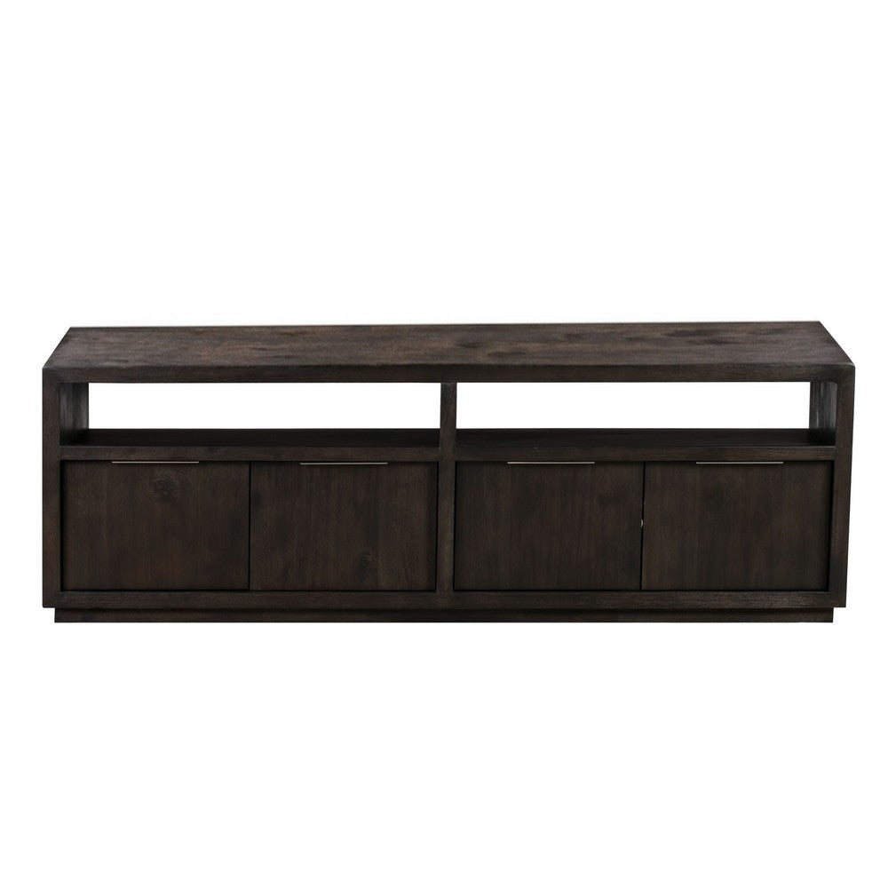 74 Inches Grained 2 Door Media Console with Adjustable Shelf Brown BM231904