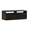 74 Inches Grained 2 Door Media Console with Adjustable Shelf, Brown