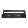 74 Inches Grained 2 Door Media Console with Adjustable Shelf, Brown