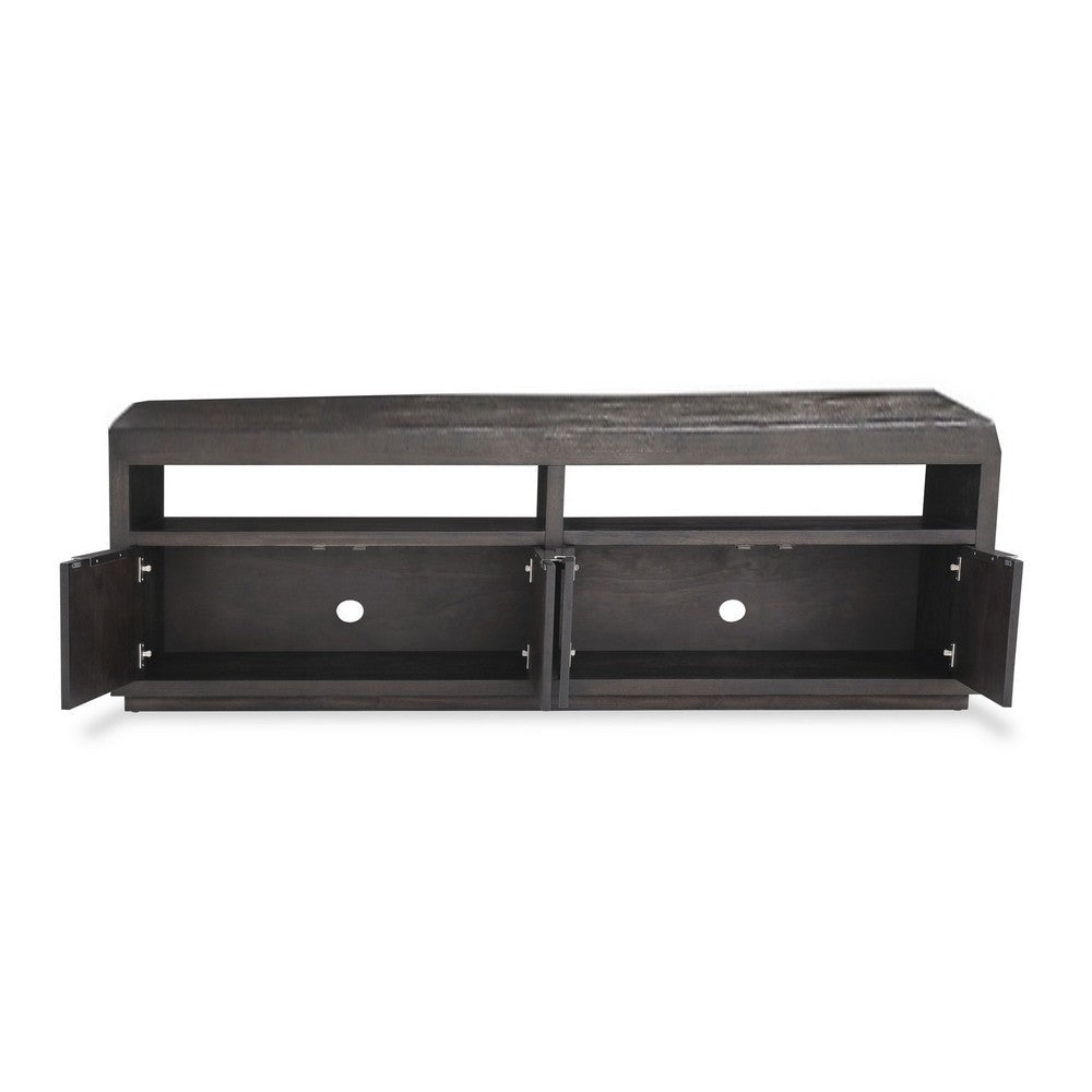 74 Inches Grained 2 Door Media Console with Adjustable Shelf Brown BM231904