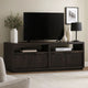 74 Inches Grained 2 Door Media Console with Adjustable Shelf, Brown