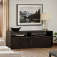 74 Inches Grained 2 Door Media Console with Adjustable Shelf, Brown
