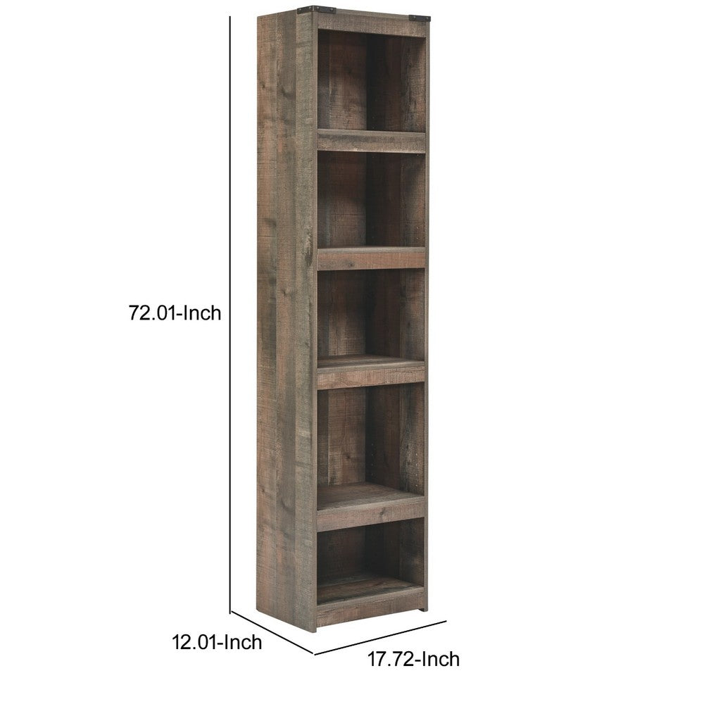 Ashley 72 Inches 5 Compartment Wooden Pier with Metal Brackets, Brown