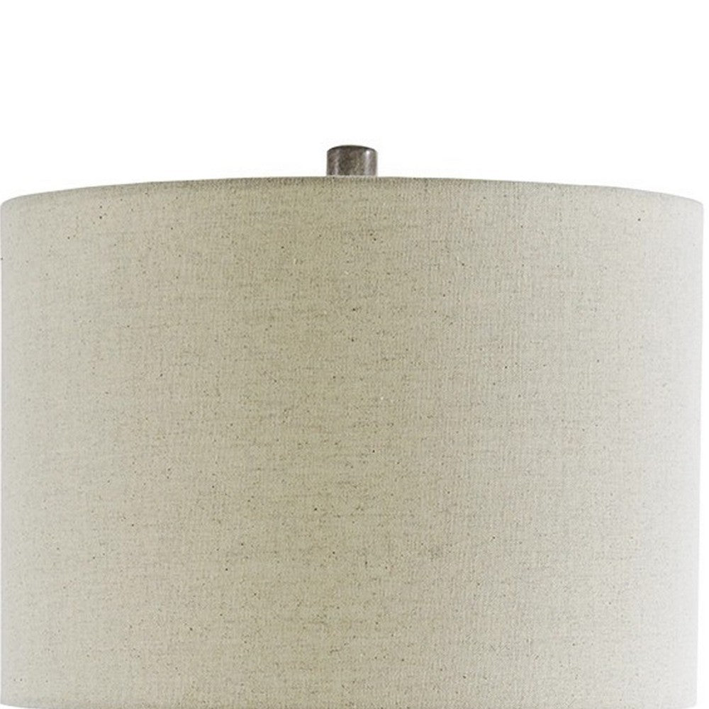 Nora Table Lamp | Textured Ceramic Frame | Fabric Shade | Gray & Off White