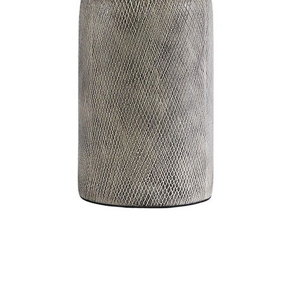 Nora Table Lamp | Textured Ceramic Frame | Fabric Shade | Gray & Off White