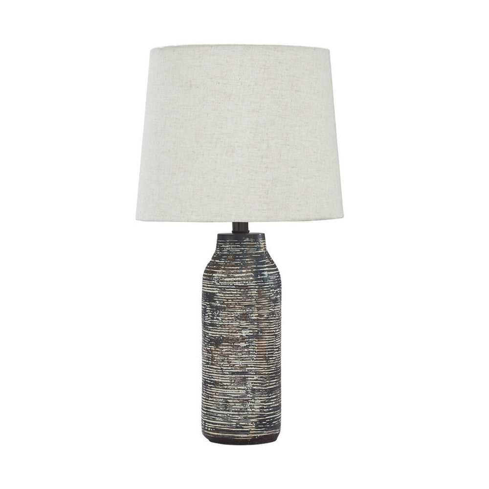 Nova Table Lamp Set | Textured Base | Fabric Shade | White & Black