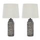Nova Table Lamp Set | Textured Base | Fabric Shade | White & Black