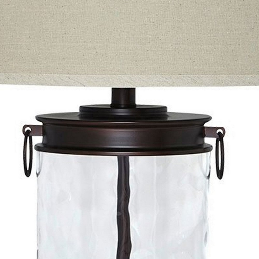 Kai Table Lamp | Drum Shade | Glass Insert Base | Bronze