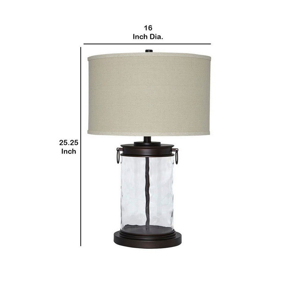 Kai Table Lamp | Drum Shade | Glass Insert Base | Bronze