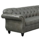 Leatherette 4 Piece Sectional with Crystal Tufted Back and Rolled Arm Gray BM231975