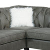 Leatherette 4 Piece Sectional with Crystal Tufted Back and Rolled Arm Gray BM231975