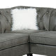 Leatherette 4 Piece Sectional with Crystal Tufted Back and Rolled Arm Gray BM231975