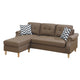Fabric 2 Piece Sectional Sofa with Round Tapered Legs, Brown