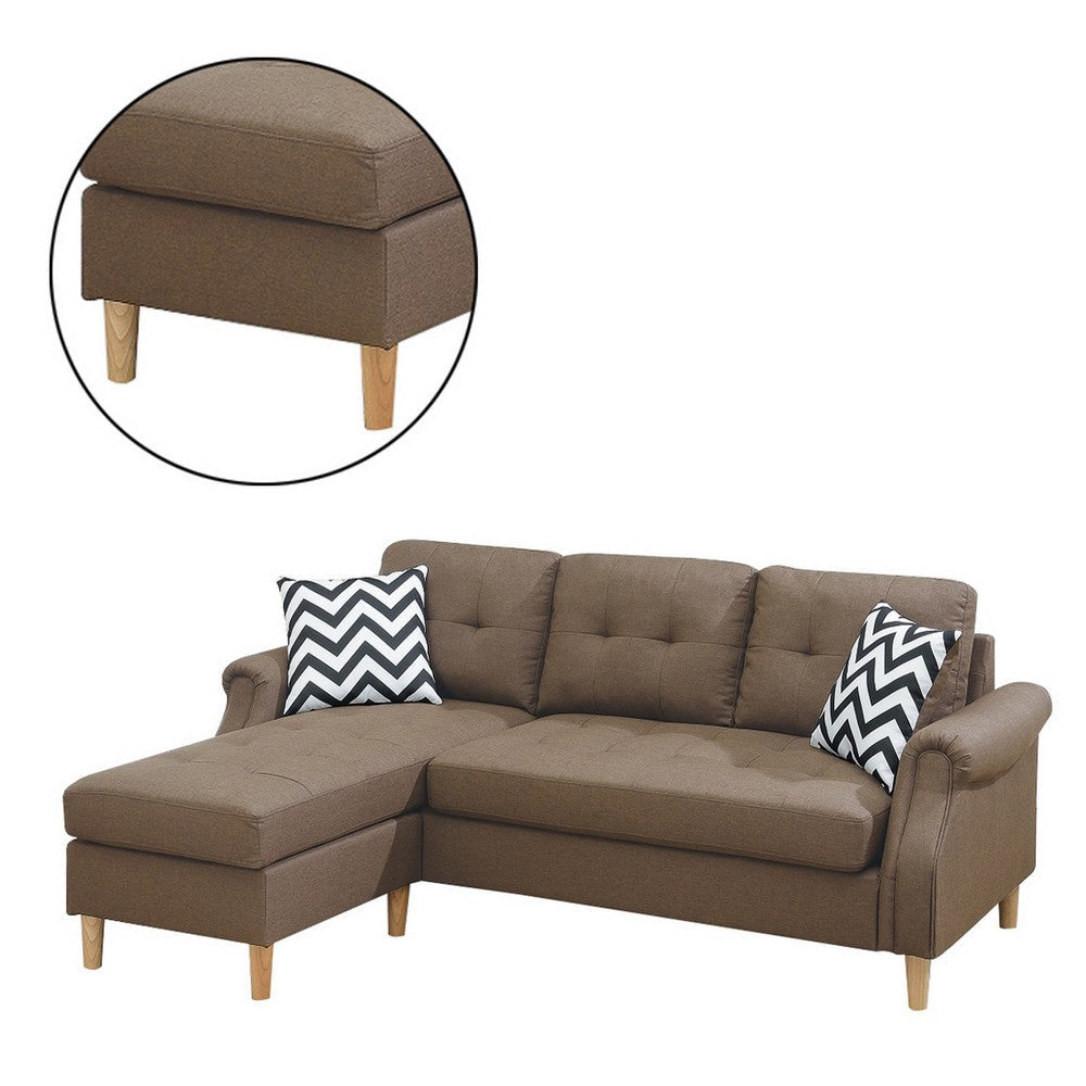 Fabric 2 Piece Sectional Sofa with Round Tapered Legs Brown BM231978