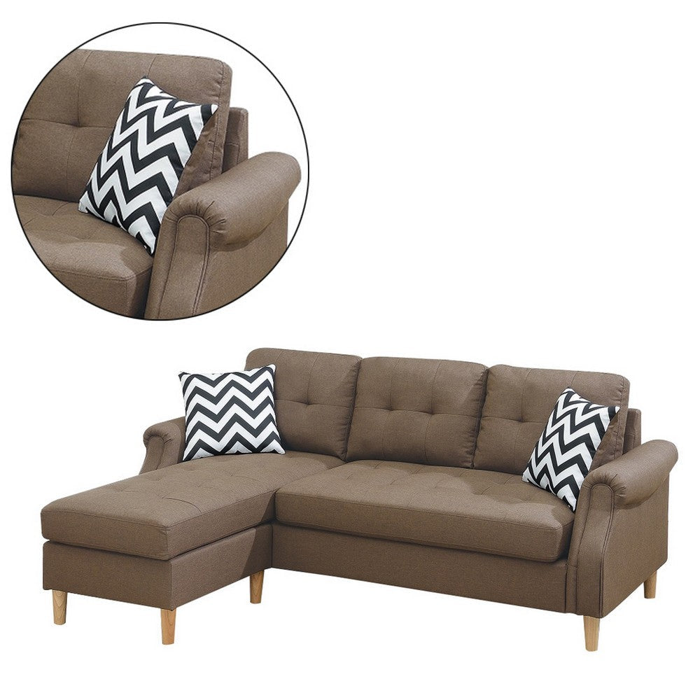 Fabric 2 Piece Sectional Sofa with Round Tapered Legs Brown BM231978