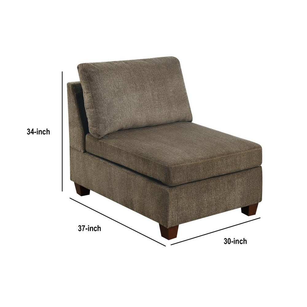 Nora Armless Chair | Fabric | Loose Back Pillows | Brown