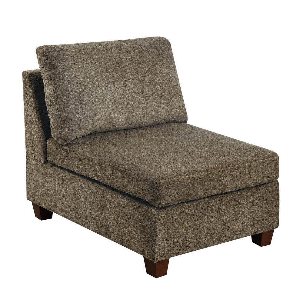 Nora Armless Chair | Fabric | Loose Back Pillows | Brown