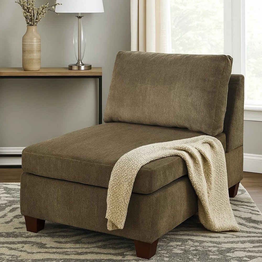 Nora Armless Chair | Fabric | Loose Back Pillows | Brown