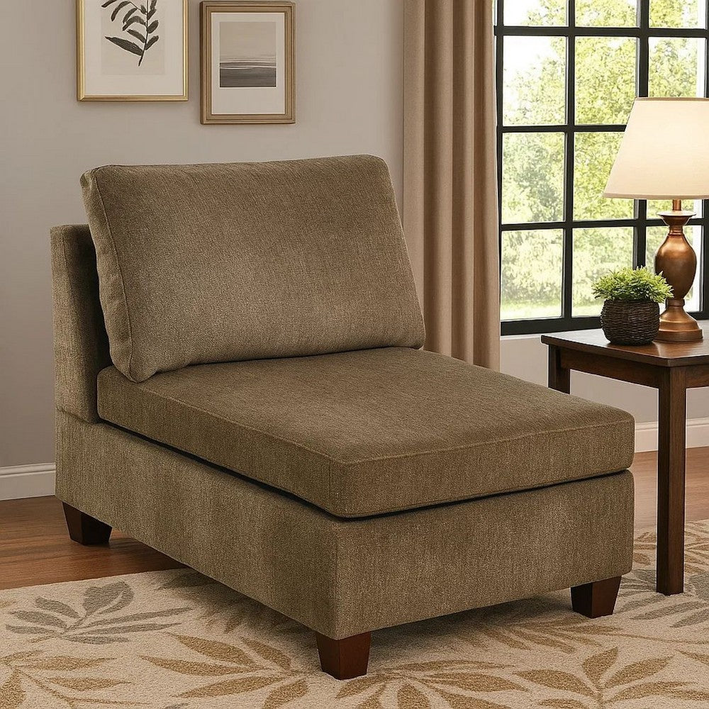 Nora Armless Chair | Fabric | Loose Back Pillows | Brown