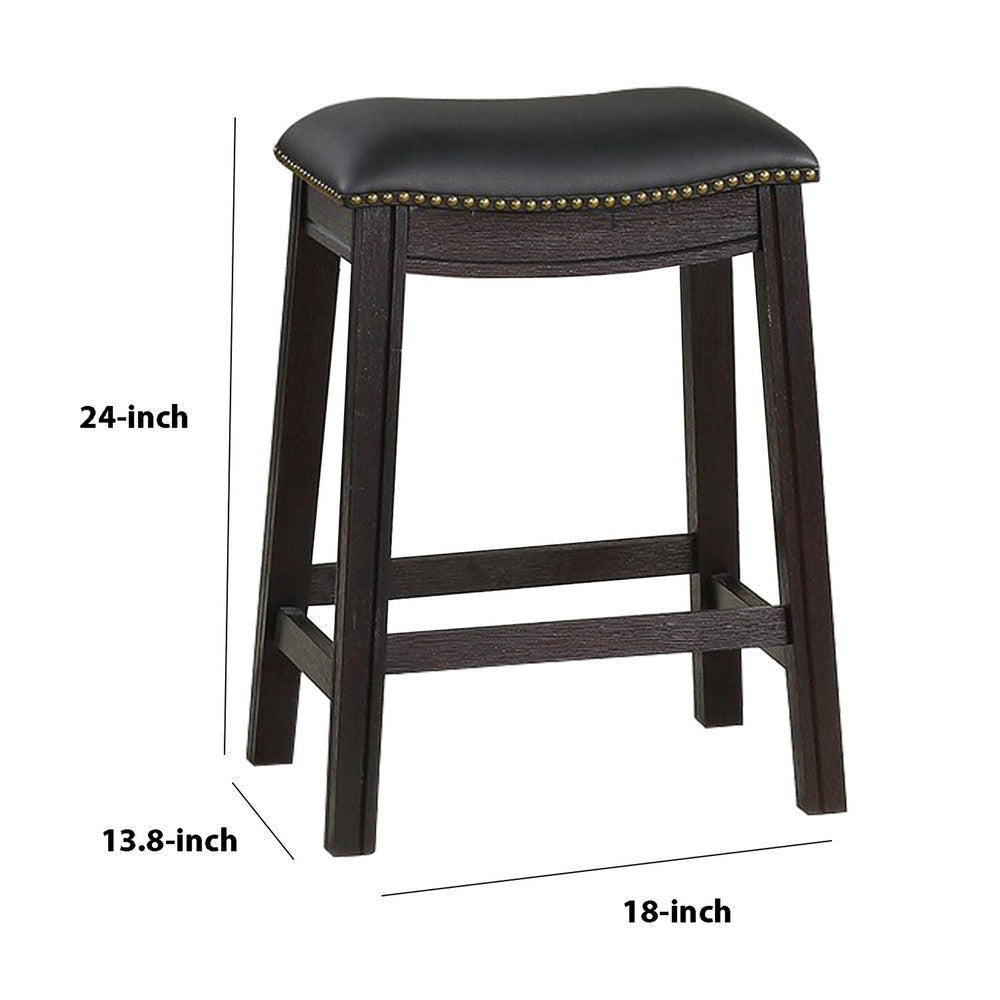 Curved Leatherette Counter Stool with Nailhead Trim Set of 2 Black By Casagear Home BM231999