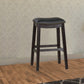 Curved Leatherette Bar Stool with Nailhead Trim, Set of 2, Black By Casagear Home