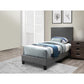 Transitional Style Leatherette Twin Bed with Padded Headboard, Gray By Casagear Home