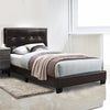 Luna Twin Bed | Faux Leather | Checkered Tufted Headboard | Dark Brown