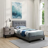 Twin Leatherette Bed with Checkered Tufted Headboard, Gray By Casagear Home