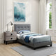 Twin Leatherette Bed with Checkered Tufted Headboard, Gray By Casagear Home