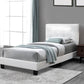 Queen Leatherette Bed with Checkered Tufted Headboard, White By Casagear Home
