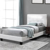 Luna Queen Bed | Faux Leather | Checkered Tufted Headboard | White