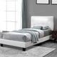 Luna Queen Bed | Faux Leather | Checkered Tufted Headboard | White