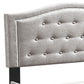 Button Tufted Queen Burlap Bed with Curved Headboard Light Brown By Casagear Home BM232024