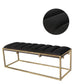 Metal Bench with Deep Vertical Channeling, Gold and Black By Casagear Home