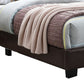 Transitional Style Leatherette Queen Bed with Padded Headboard Dark Brown By Casagear Home BM232044