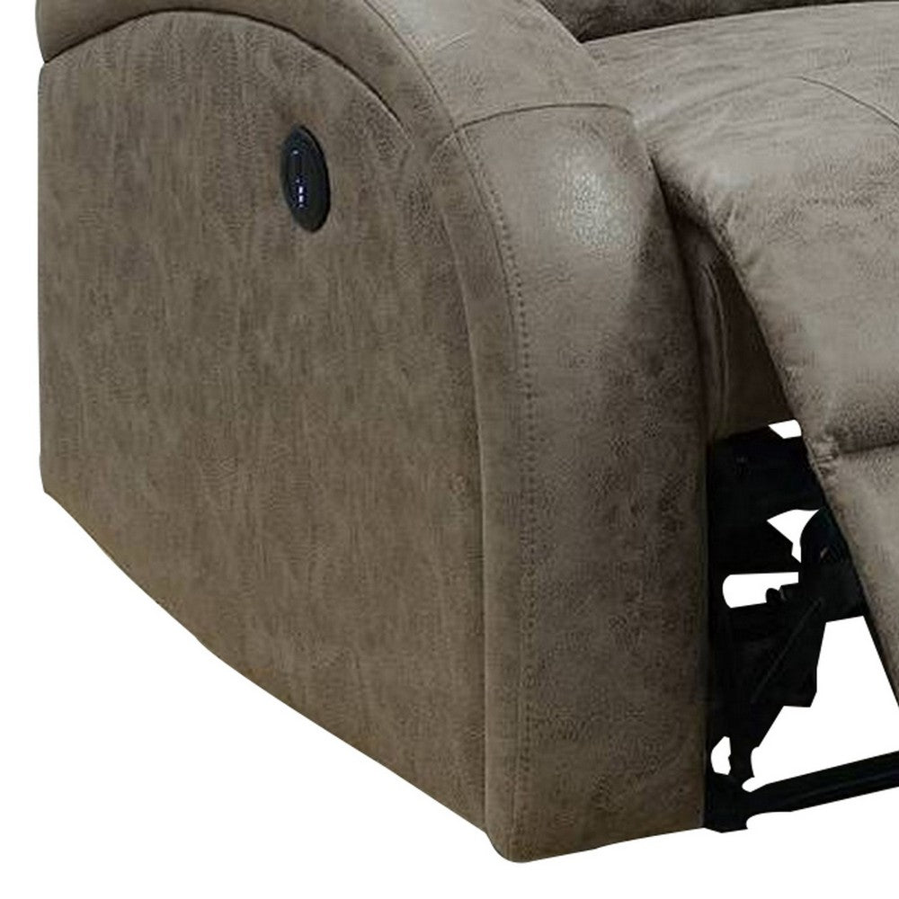 Ryder Power Recliner | 40" | Faux Leather | USB Port | Stone Gray