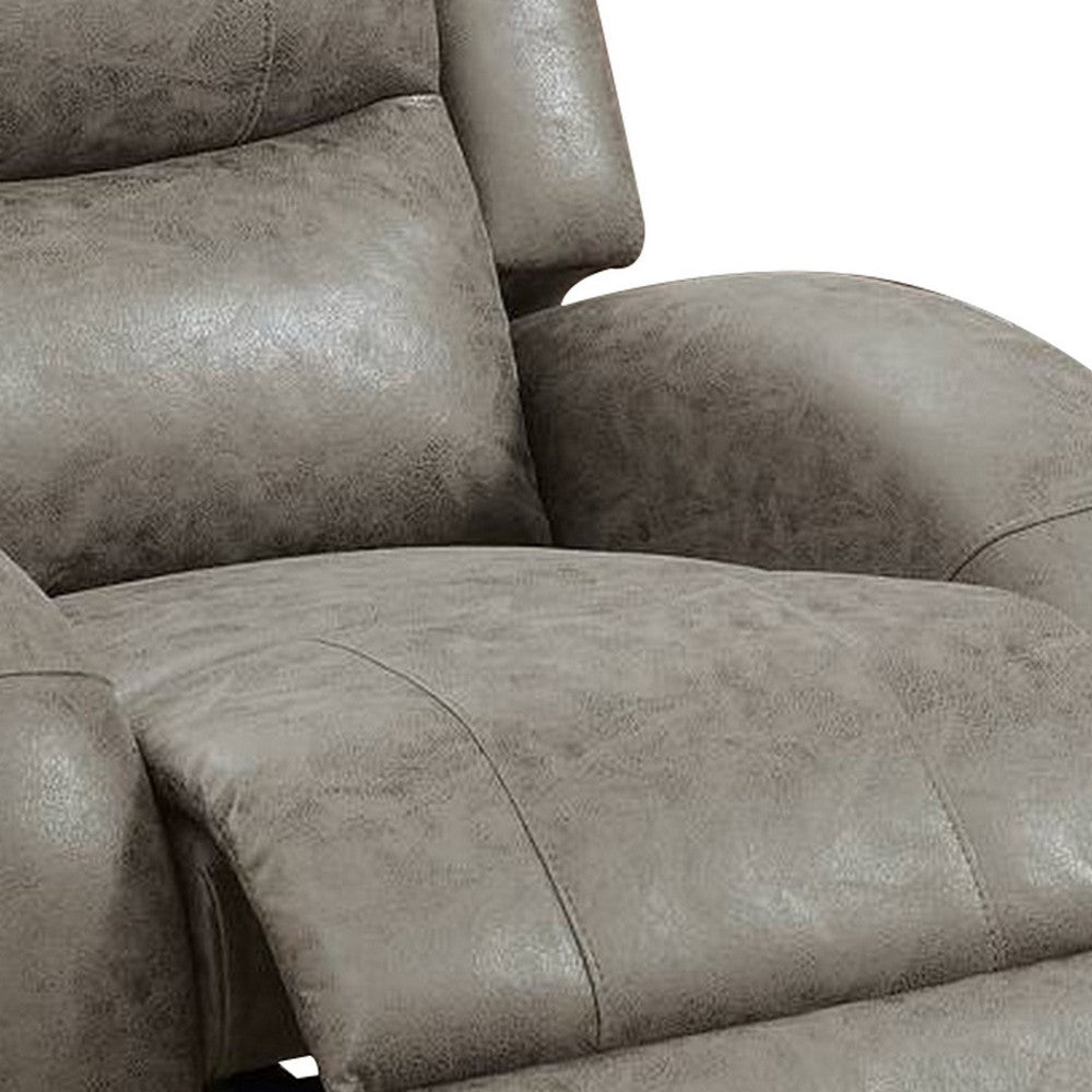 Ryder Power Recliner | 40" | Faux Leather | USB Port | Stone Gray