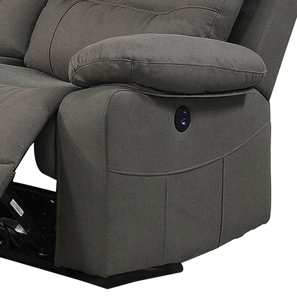 Ryder Reclining Sofa | 41’’ | Faux Leather | USB Port | Gray BM232081