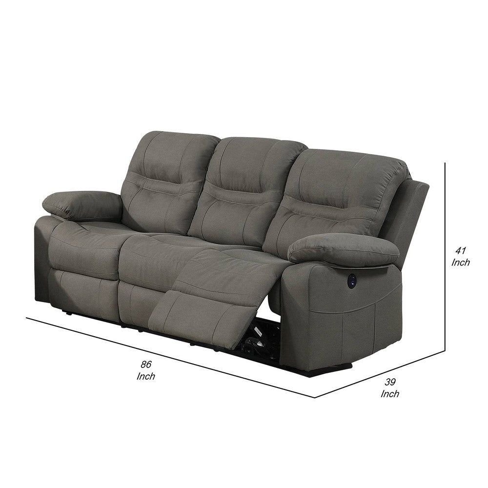 Ryder Reclining Sofa | 41’’ | Faux Leather | USB Port | Gray BM232081