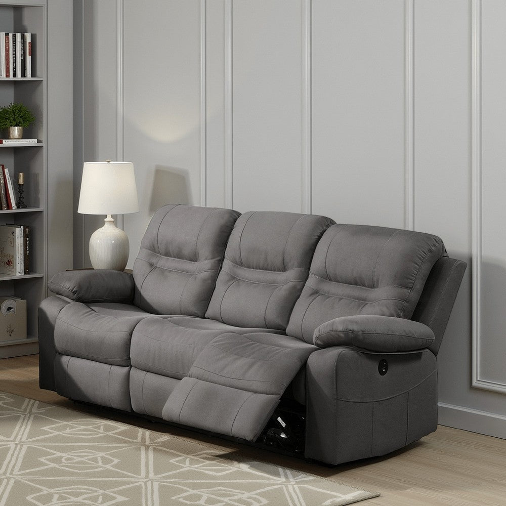 Ryder Reclining Sofa | 41" | Faux Leather | USB Port | Gray