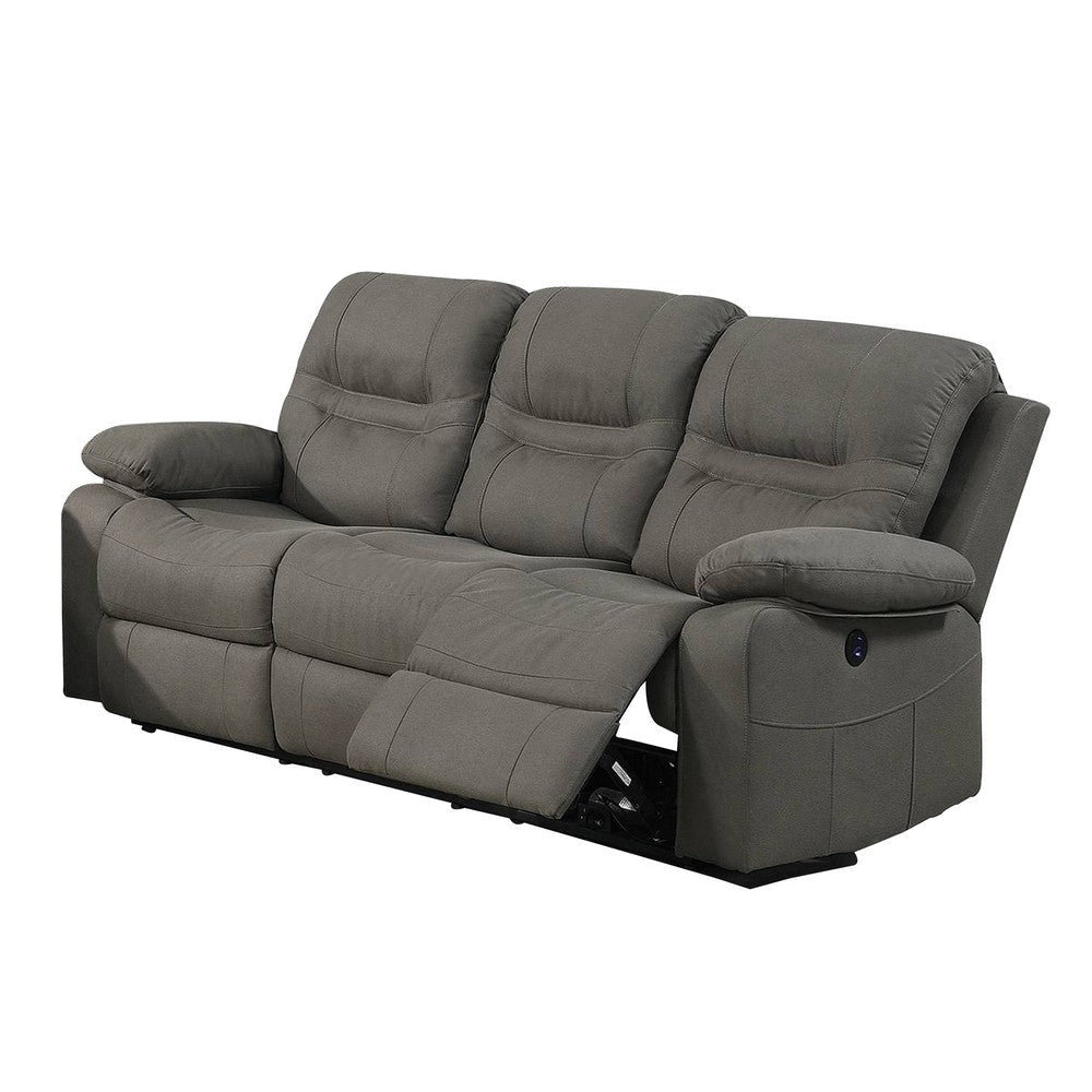 Ryder Reclining Sofa | 41’’ | Faux Leather | USB Port | Gray BM232081