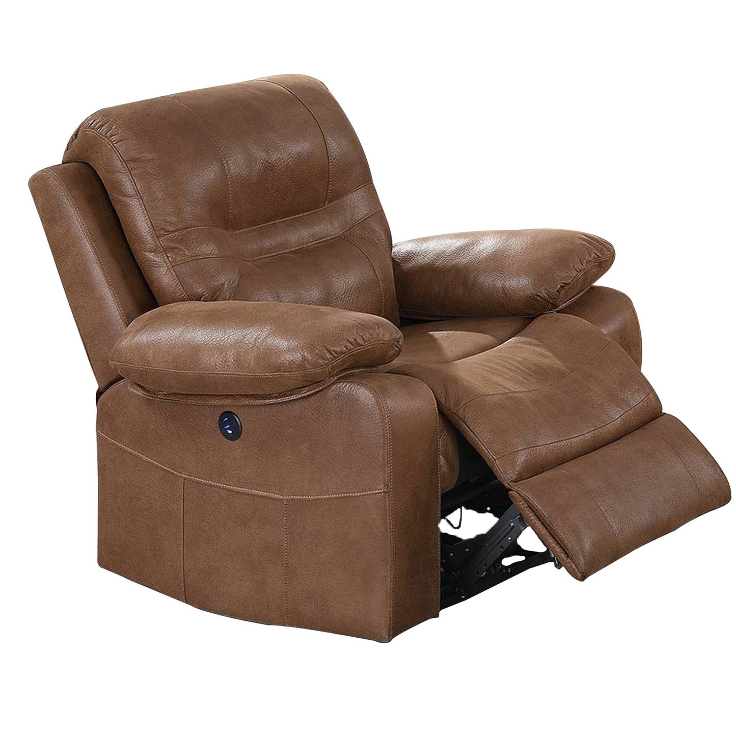 41 Inch leatherette Reclining Chair with USB Port Brown By Casagear Home BM232082